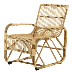 Fauteuil de jardin carré en rotin tressé avec accoudoirs