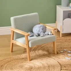 Fauteuil enfant en velours côtelé avec structure en bois