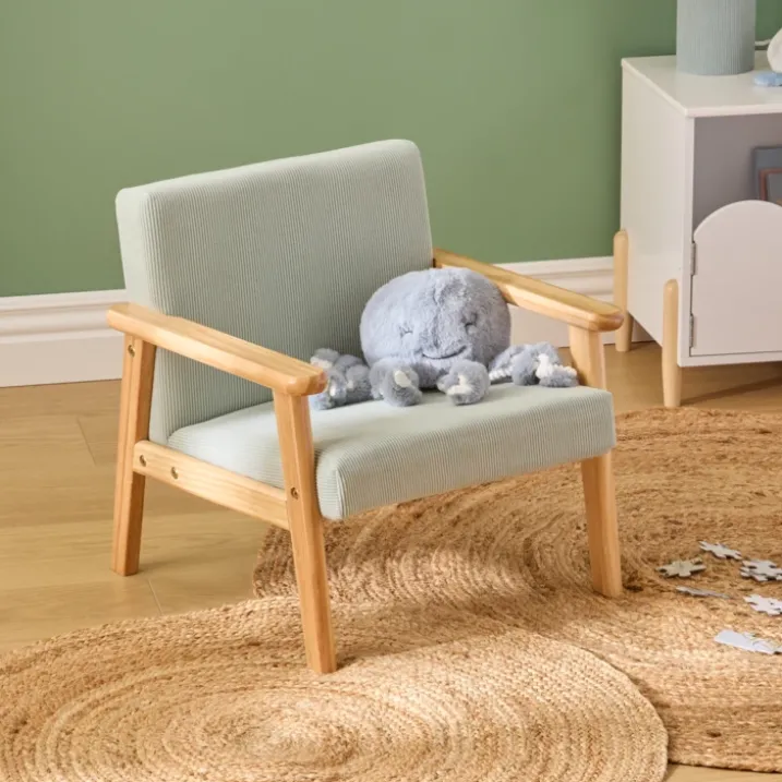 Fauteuil enfant en velours côtelé avec structure en bois