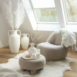 Fauteuil moelleux velours effet bouclette