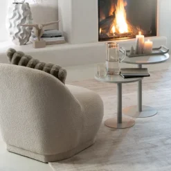 Fauteuil moelleux velours effet bouclette