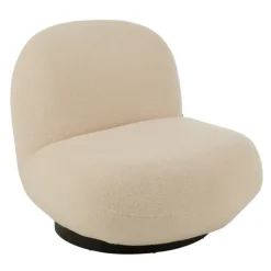 Fauteuil pivotant bois et mousse effet bouclette