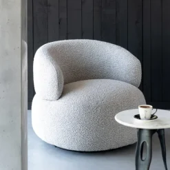 Fauteuil pivotant rond en bouclette