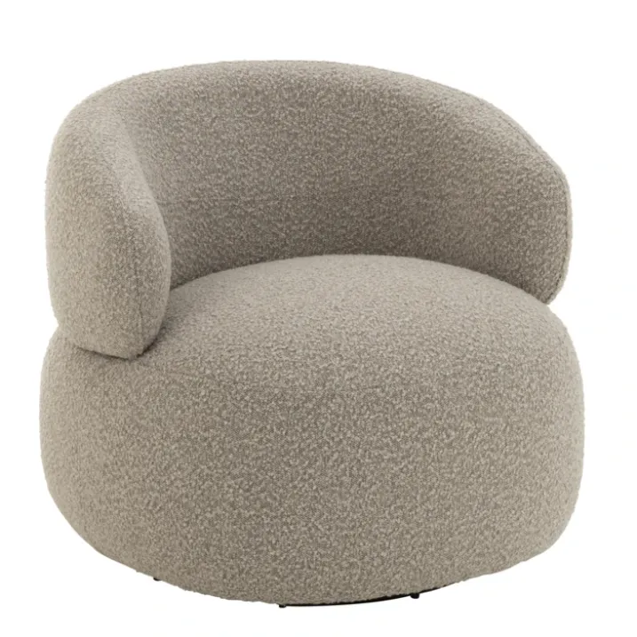 Fauteuil pivotant rond en bouclette