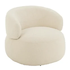 Fauteuil pivotant rond en bouclette