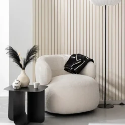 Fauteuil pivotant rond en bouclette