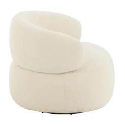 Fauteuil pivotant rond en bouclette