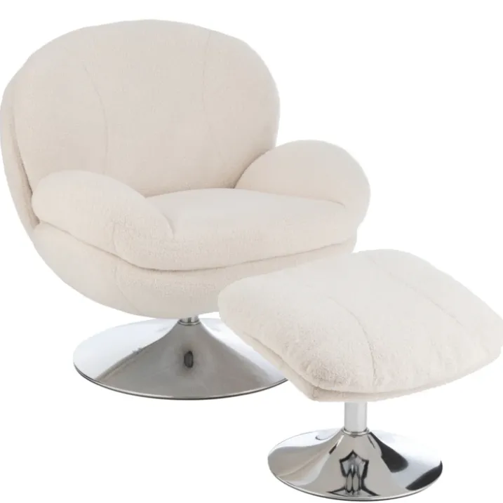 Fauteuil relax et repose pied effet velours texturé