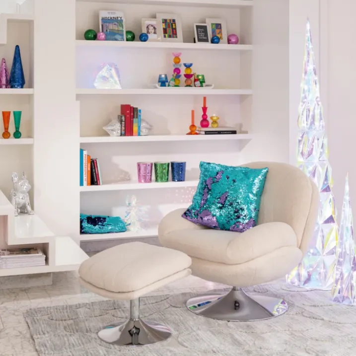 Fauteuil relax et repose pied effet velours texturé