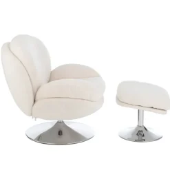 Fauteuil relax et repose pied effet velours texturé