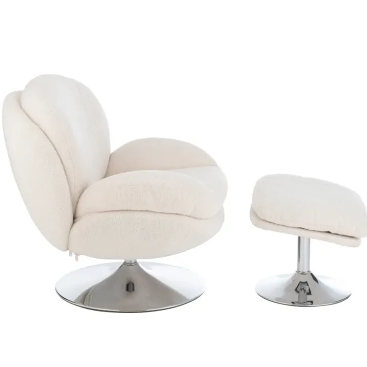 Fauteuil relax et repose pied effet velours texturé
