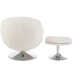 Fauteuil relax et repose pied effet velours texturé