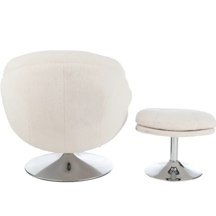 Fauteuil relax et repose pied effet velours texturé