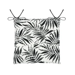 Galette de chaise carrée feuillage tropical en coton