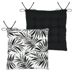 Galette de chaise carrée feuillage tropical en coton