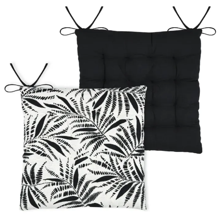 Galette de chaise carrée feuillage tropical en coton