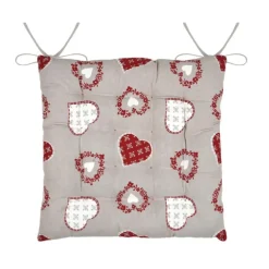 Galette de chaise coeurs esprit chalet en coton