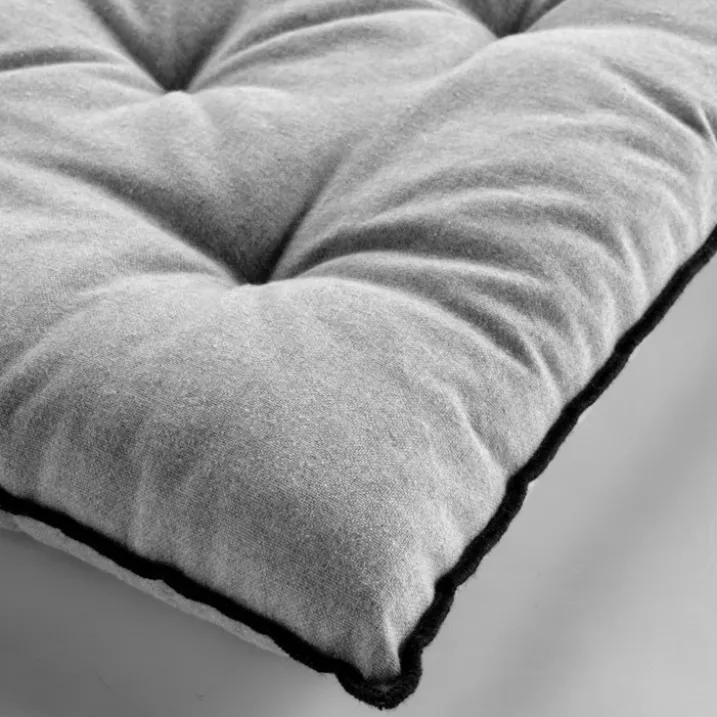 Galette de chaise en coton recyclé et bourdon apparent