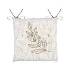 Galette de chaise feuillage effet matière en coton brodé