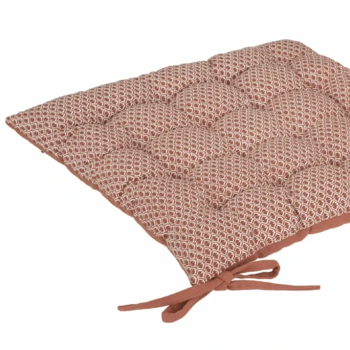 Galette de chaise imprimée et matelassée à nouettes