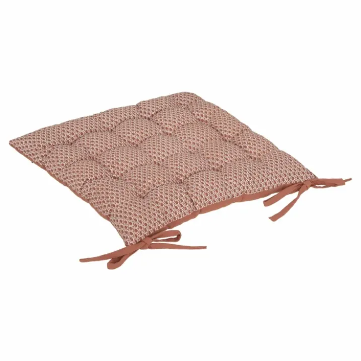 Galette de chaise imprimée et matelassée à nouettes