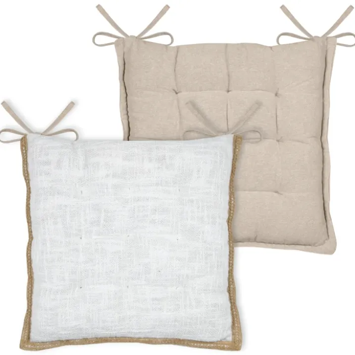 Galette de chaise matelassée poly-coton et jute