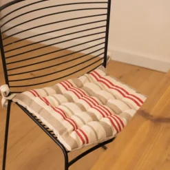 Galette de chaise matelassée à rayures en toile canevas