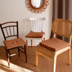 Galette de chaise piquée 16 points en coton et nouettes
