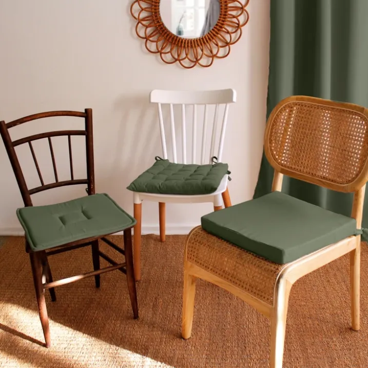 Galette de chaise piquée 16 points en coton et nouettes