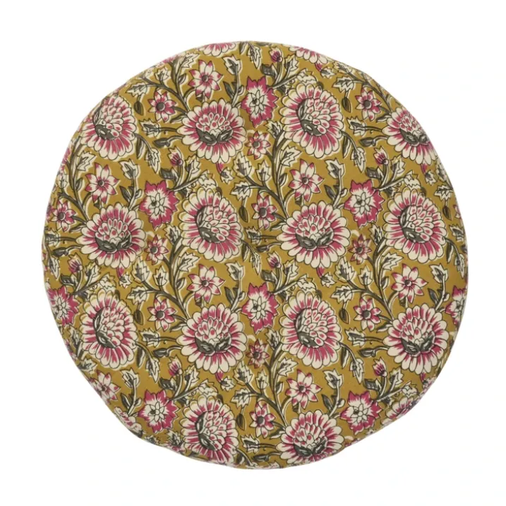 Galette de chaise ronde 100% coton floral Indien MADAM STOLTZ