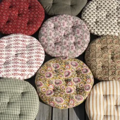 Galette de chaise ronde 100% coton rayures MADAM STOLTZ