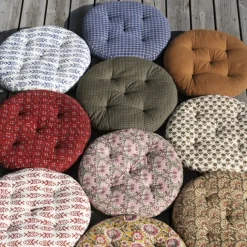 Galette de chaise ronde 100% coton fines rayures MADAM STOLTZ