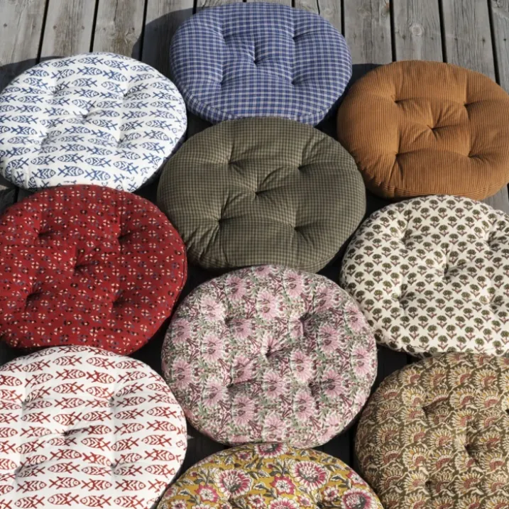 Galette de chaise ronde 100% coton fines rayures MADAM STOLTZ