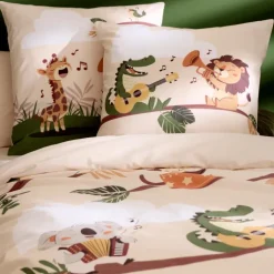 Housse de couette enfant percale de coton savane