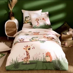 Housse de couette enfant percale de coton savane