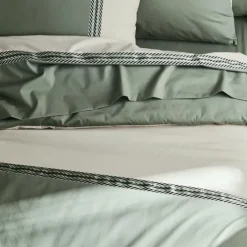 Housse de couette en percale de coton au galon géométrique