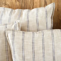 Housse de coussin 100% coton rayures rustiques LOURMARIN