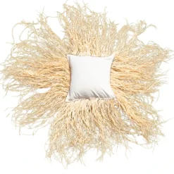 Housse de coussin déco avec franges en raphia