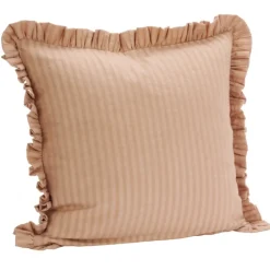 Housse de coussin en coton gaufré avec volant