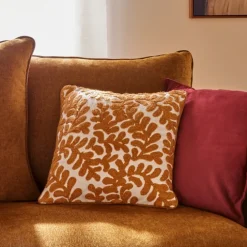Housse de coussin en coton motif végétal
