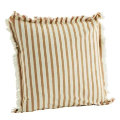 Housse de coussin en coton à rayures et franges