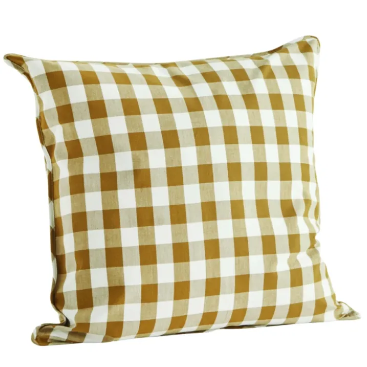 Housse de coussin en coton tissé à carreaux vichy