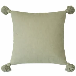 Housse de coussin en laine à pompons