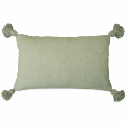 Housse de coussin en laine à pompons
