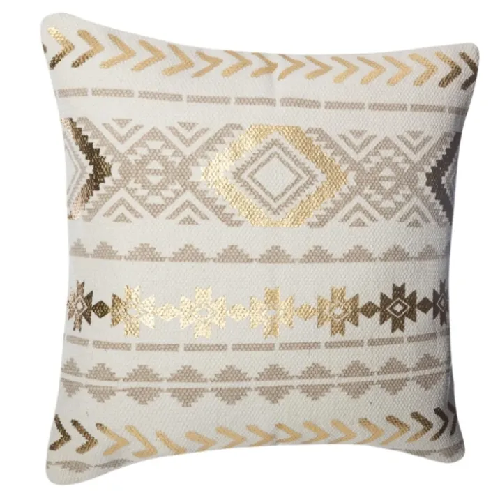 Housse de coussin ethnique et or