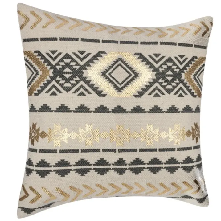 Housse de coussin ethnique et or