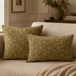 Housse de coussin floral en lin lavé SAMARA HAOMY