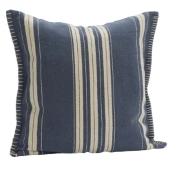 Housse de coussin rayée en coton et jute
