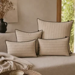 Housse de coussin rayé en lin CALVI HAOMY