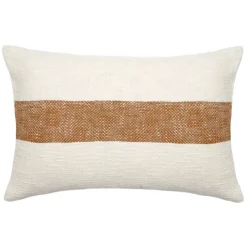 Housse de coussin rectangulaire en chambray à bande centrale